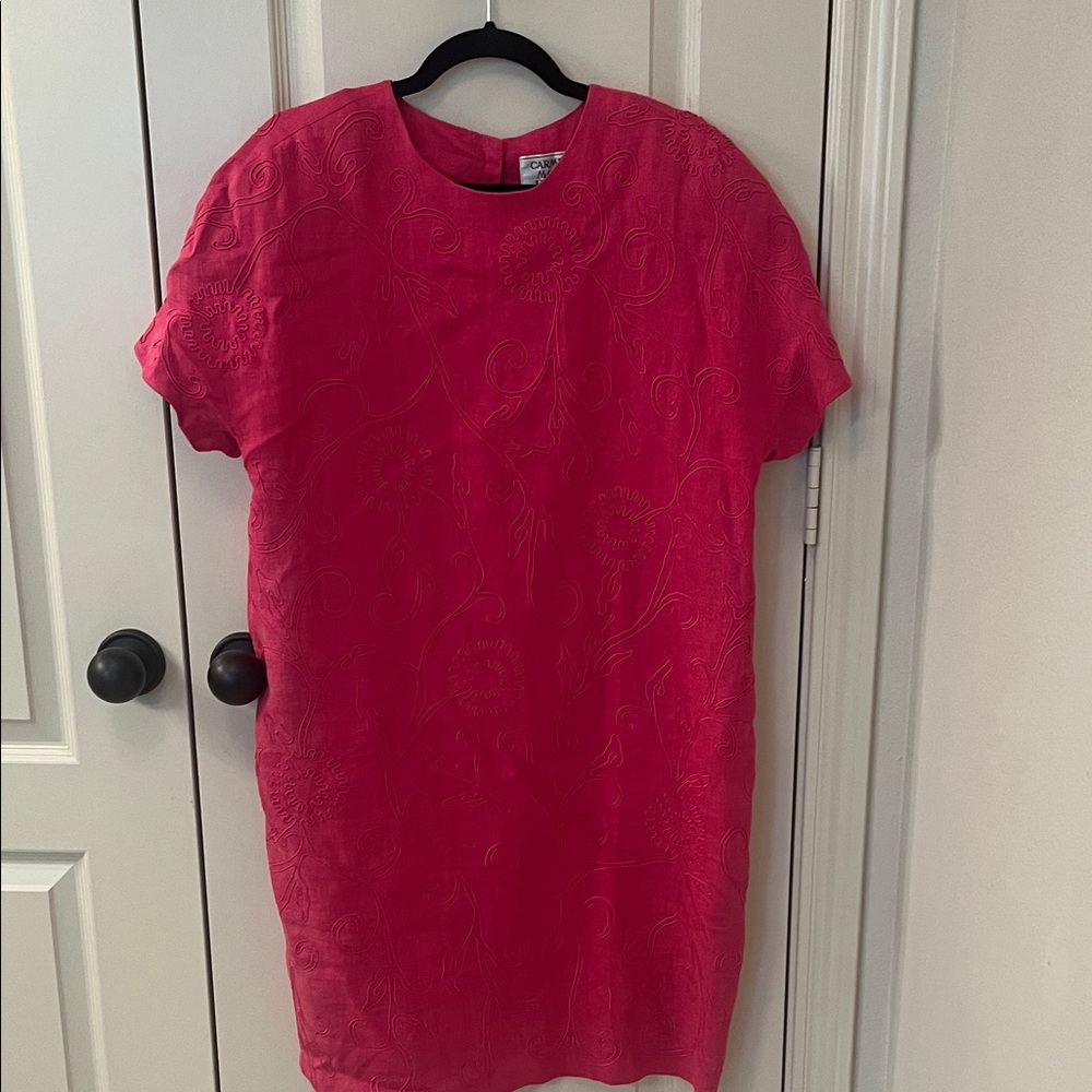 Carmen Marc Valvo Vibrant Pink Floral Dress